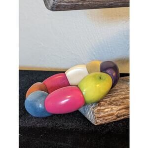 Multi-Color Large Chunky Tagua Nut Stretch Bracelet